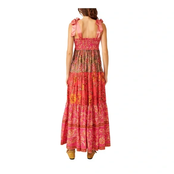 NWT SZ X-SM Free People Bluebell Maxi Dress in “MAGENTA COMBO”💕 - Picture 2 of 4